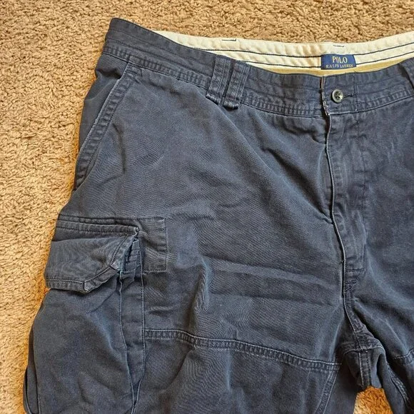 Lot of 2 Polo Ralph Cargo Shorts Mens 50 B Classic Chino Drawstring Cotton Read - Picture 16 of 16